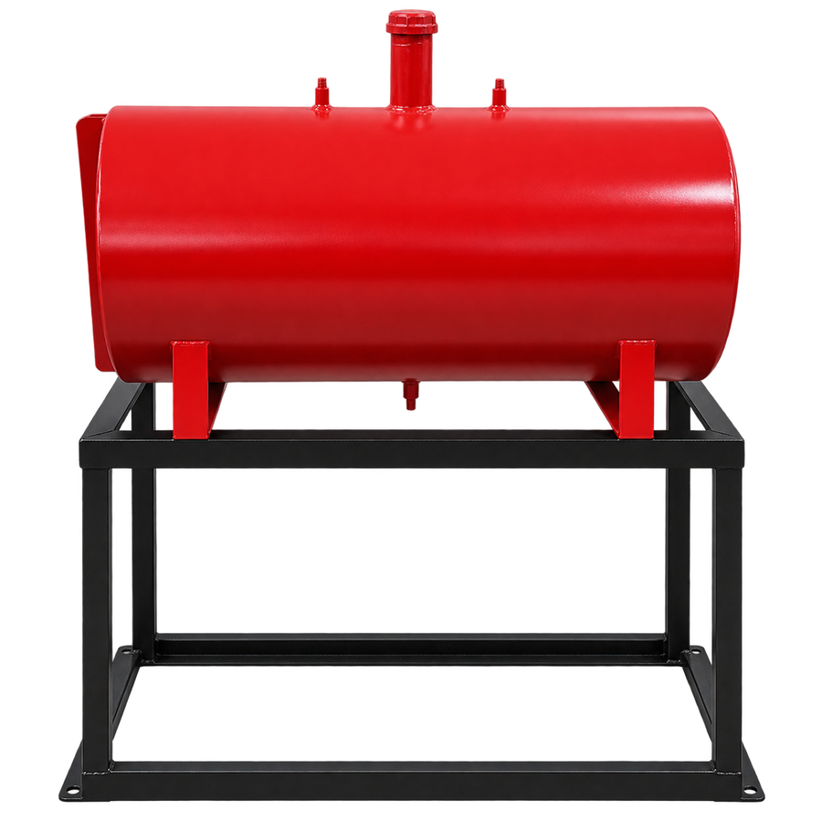 Tanque horizontal de combustible diésel con soporte; imagen retocada de la fotografía del proveedor.
