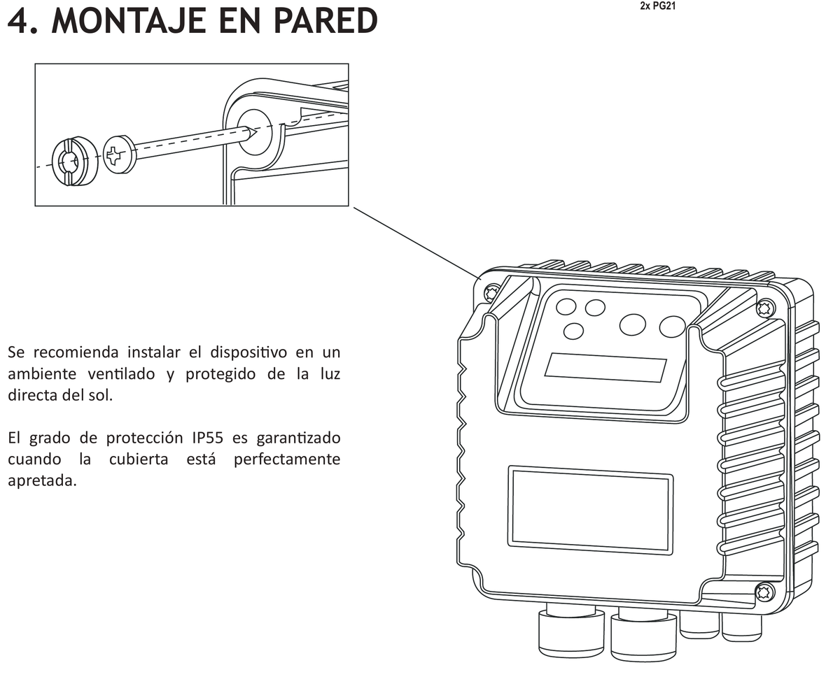 Esquema de instalación del fabricante. PROCONTROL: montaje en pared