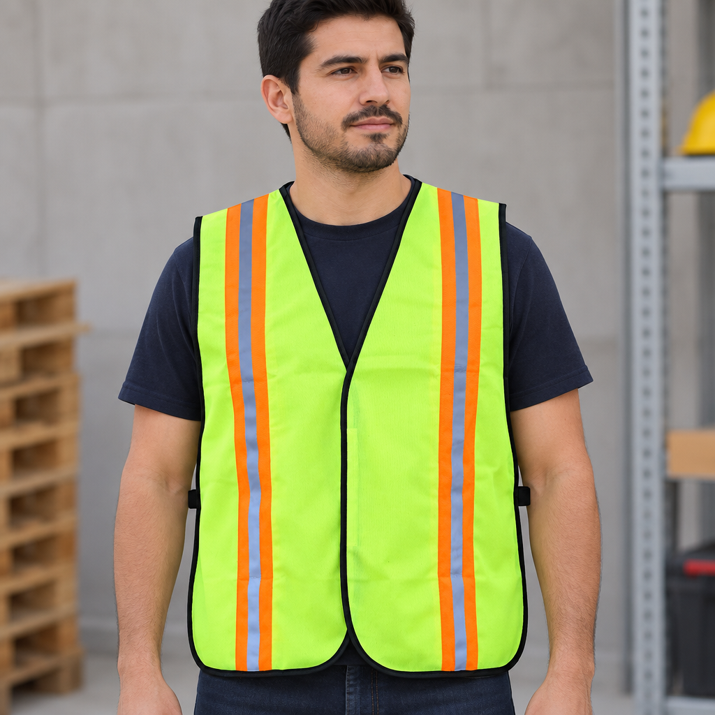 Ejemplo ilustrativo de instalación o uso de CHALECO DE SEGURIDAD TELA AMARILLO  MOD. RS033; elementos de contexto no incluidos.