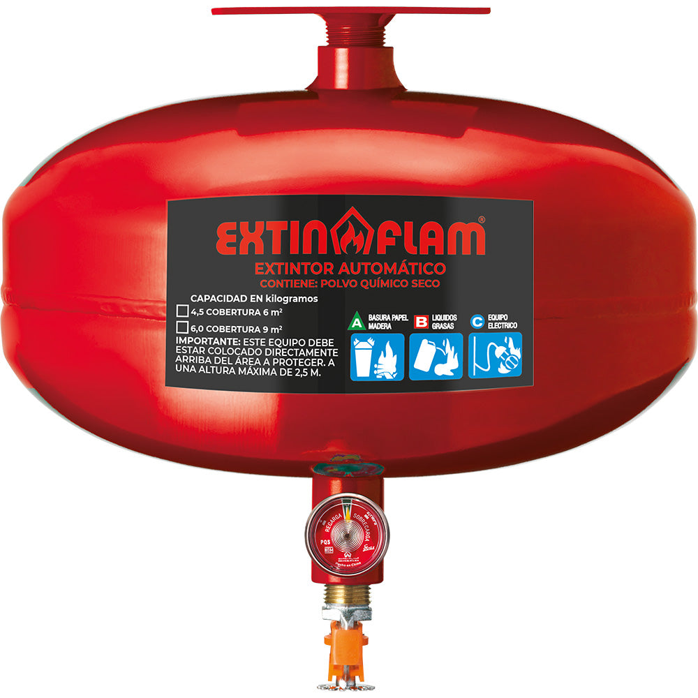 Extintor automático · Extin-Flam · EXTIN-DRY · 6 kg · sin detector de humo — imagen original del proveedor