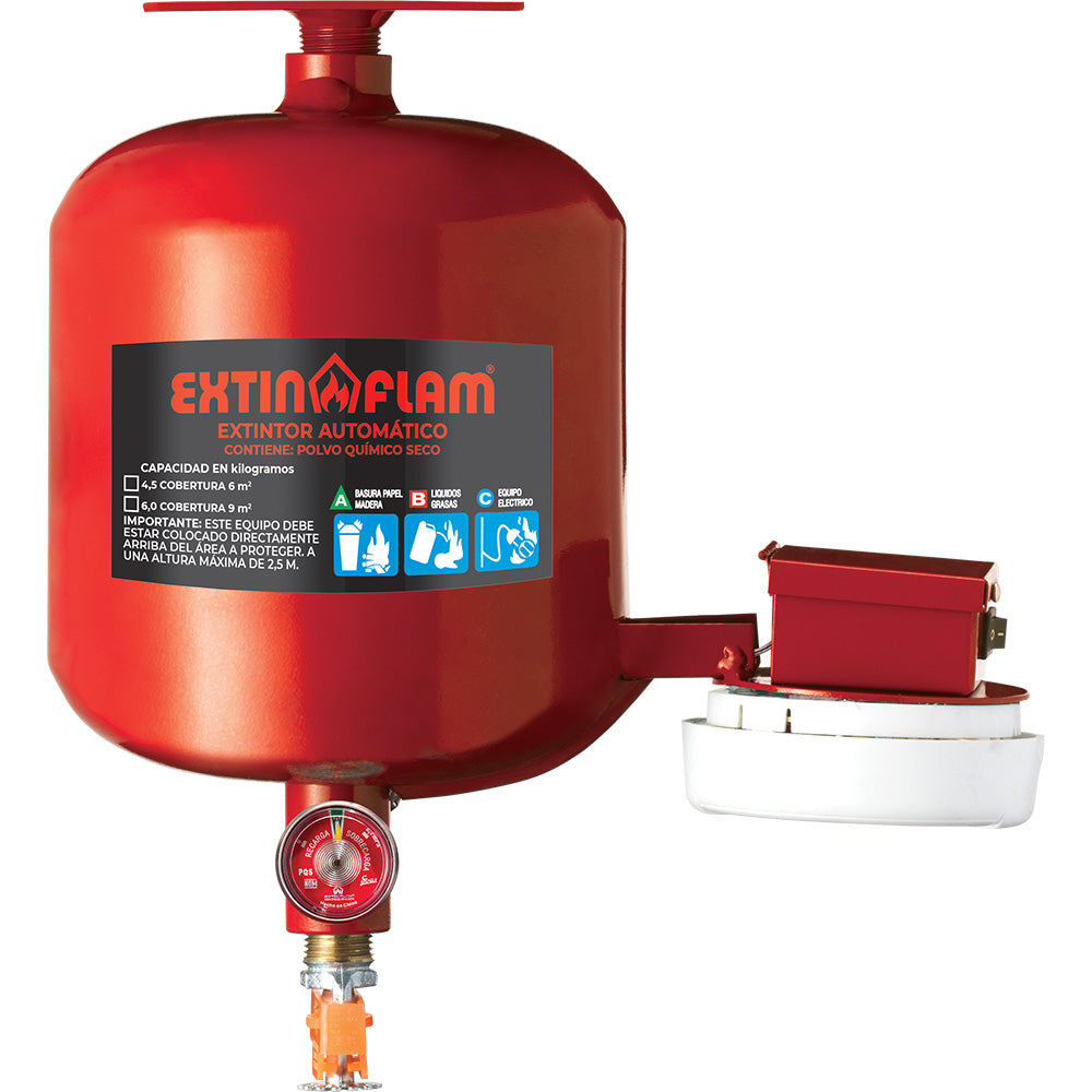 Extintor automático · Extin-Flam · EXTIN-DRY · 4.5 kg · con detector de humo — imagen original del proveedor