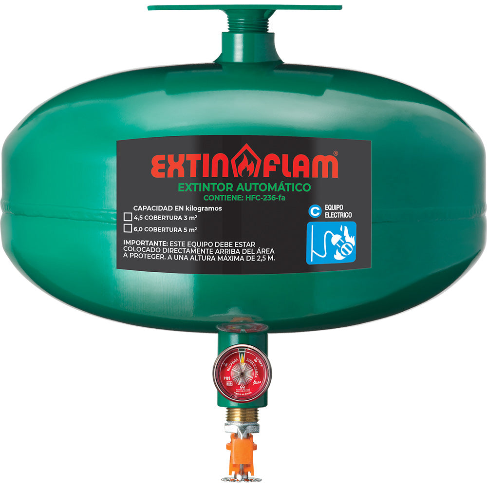 Extintor automático · Extin-Flam · EXTIN-CLEAN · 6 kg · sin detector de humo — imagen original del proveedor