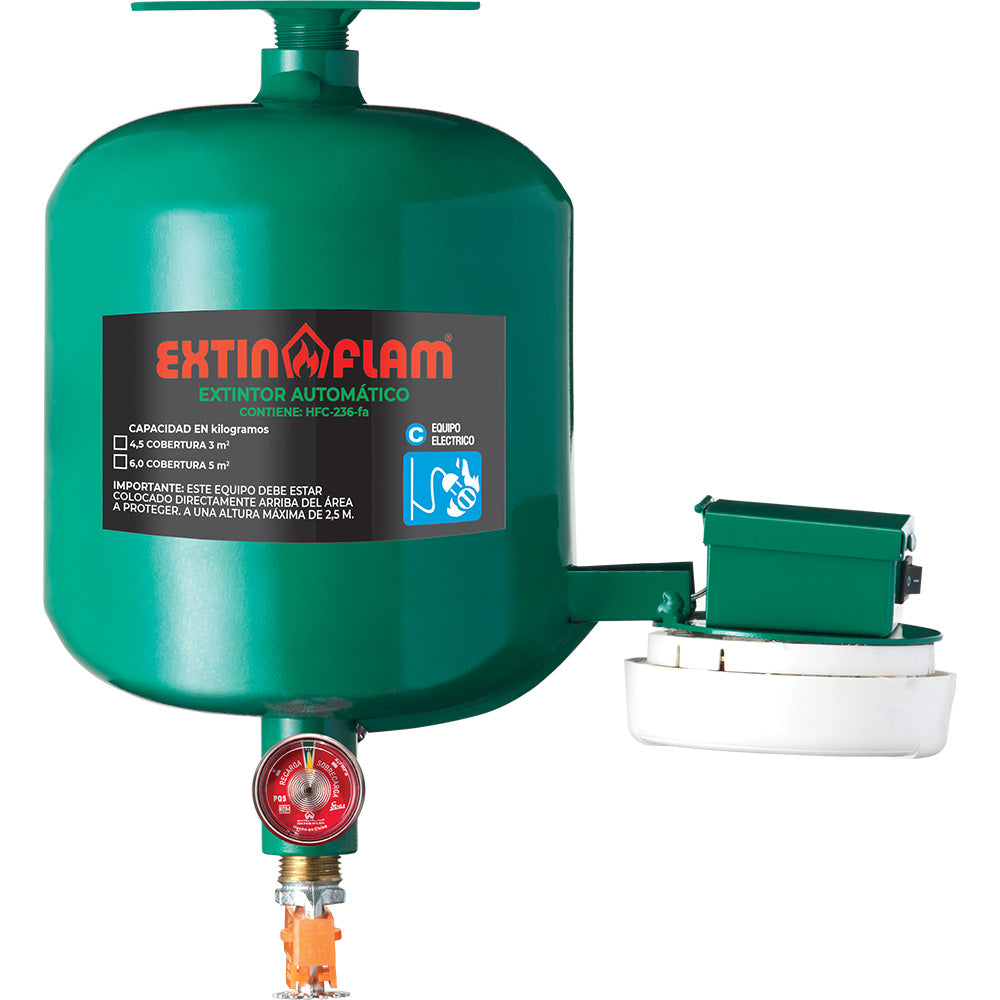 Extintor automático · Extin-Flam · EXTIN-CLEAN · 4.5 kg · con detector de humo — imagen original del proveedor