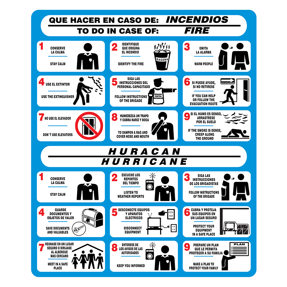 Señal Incendio-huracán español/inglés — imagen original del proveedor