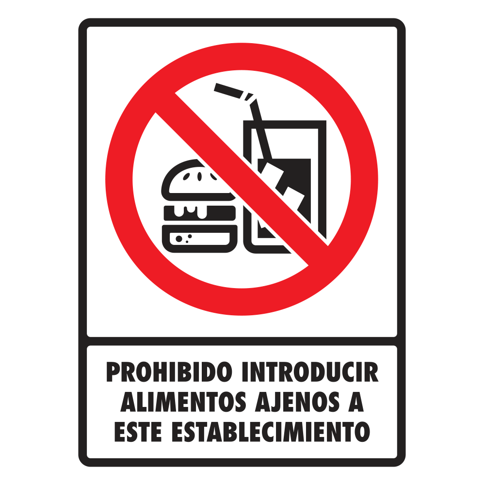 Señal Prohibido introducir alimentos — imagen original del proveedor