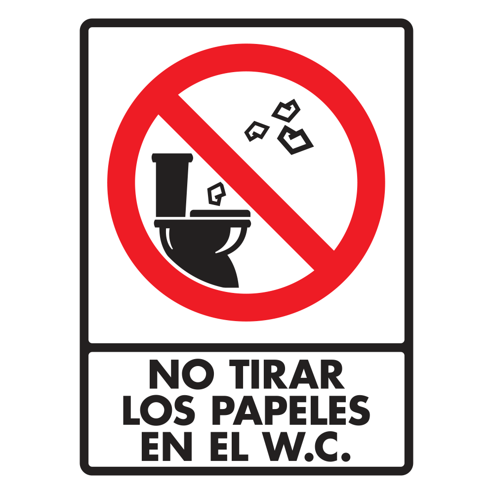 Señal No tirar papel en WC — imagen original del proveedor