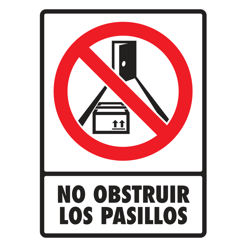 Señal No obstruir los pasillos — imagen original del proveedor