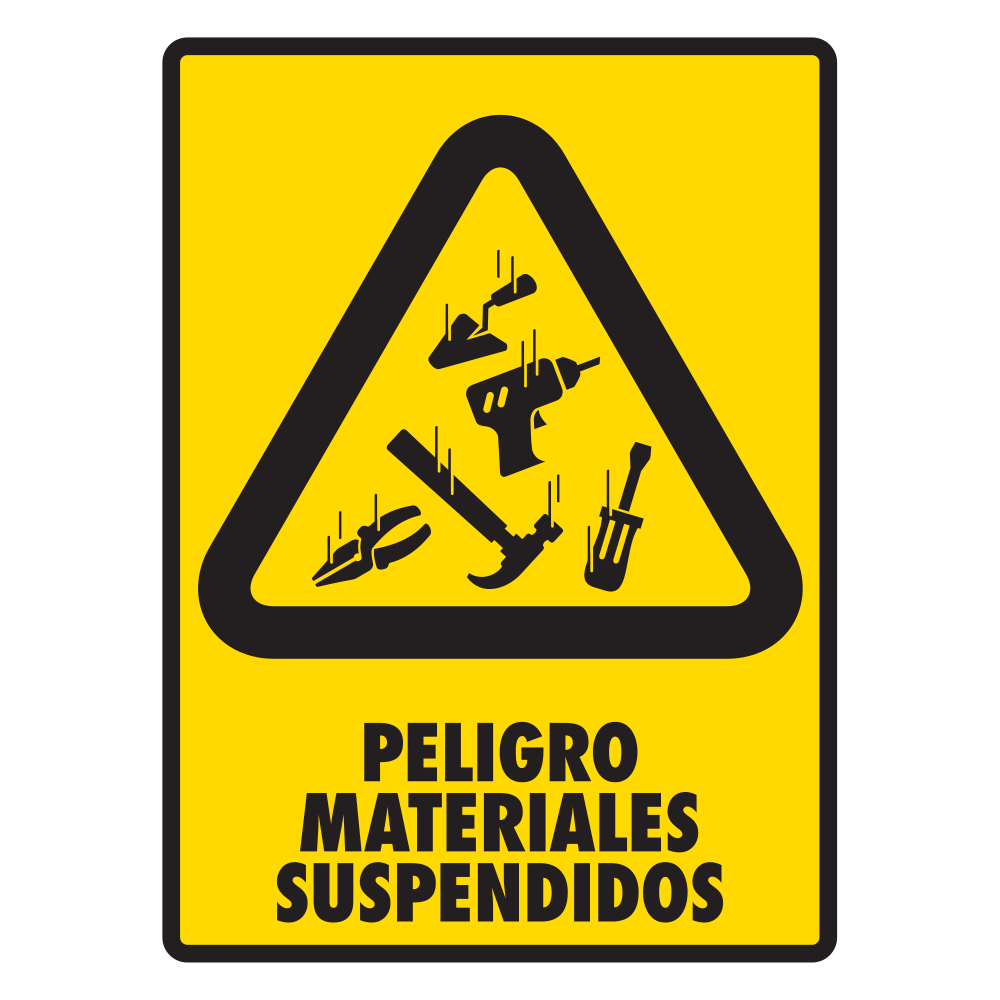 Señal Peligro materiales suspendidos — imagen original del proveedor