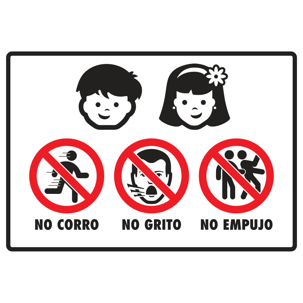 Señal No corro no grito no empujo — imagen original del proveedor