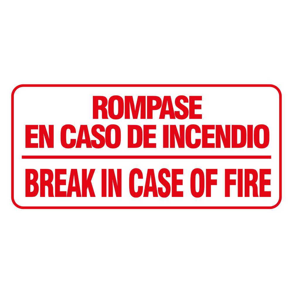 Etiqueta Rómpase inglés/español — imagen original del proveedor