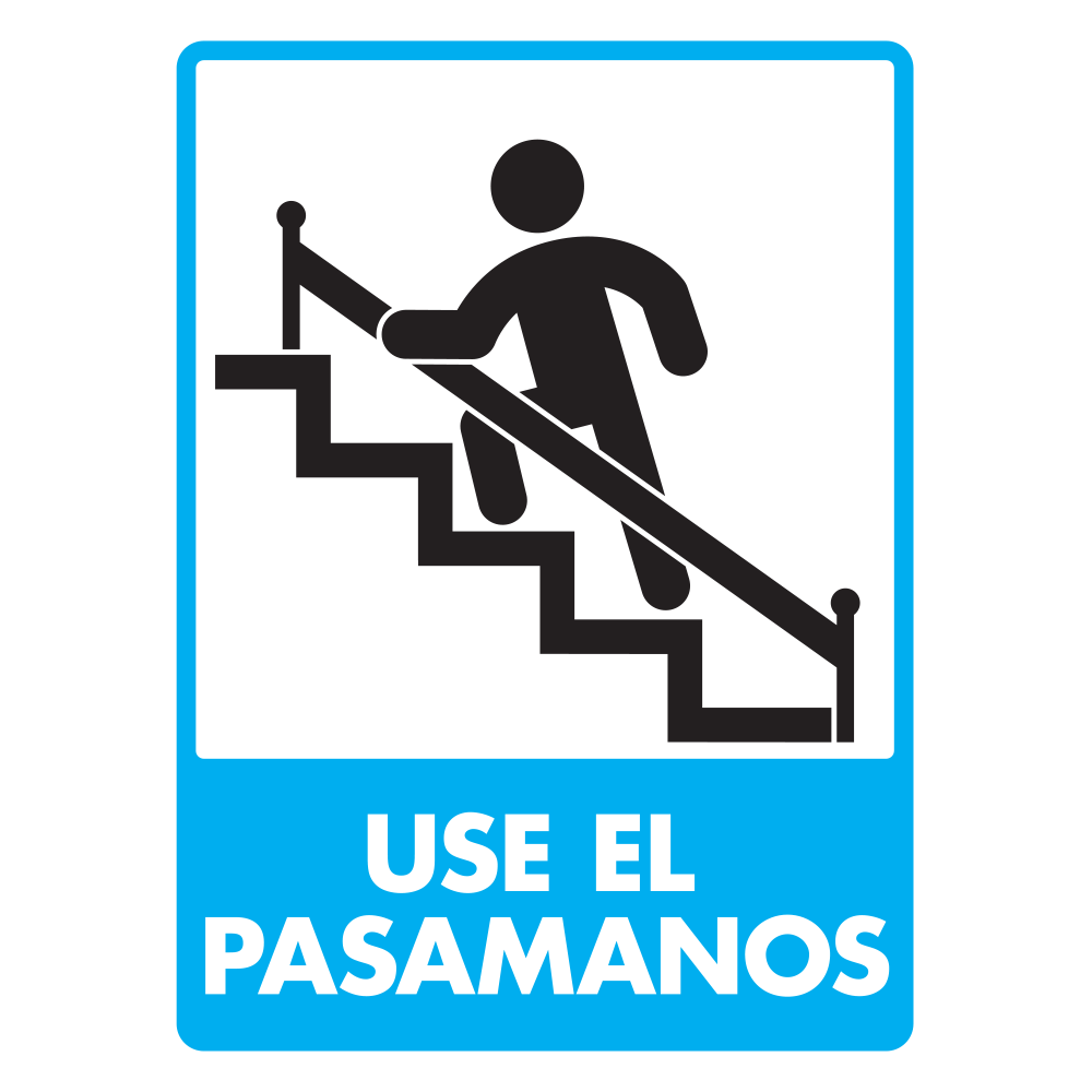 Señal Usa el pasamanos — imagen original del proveedor