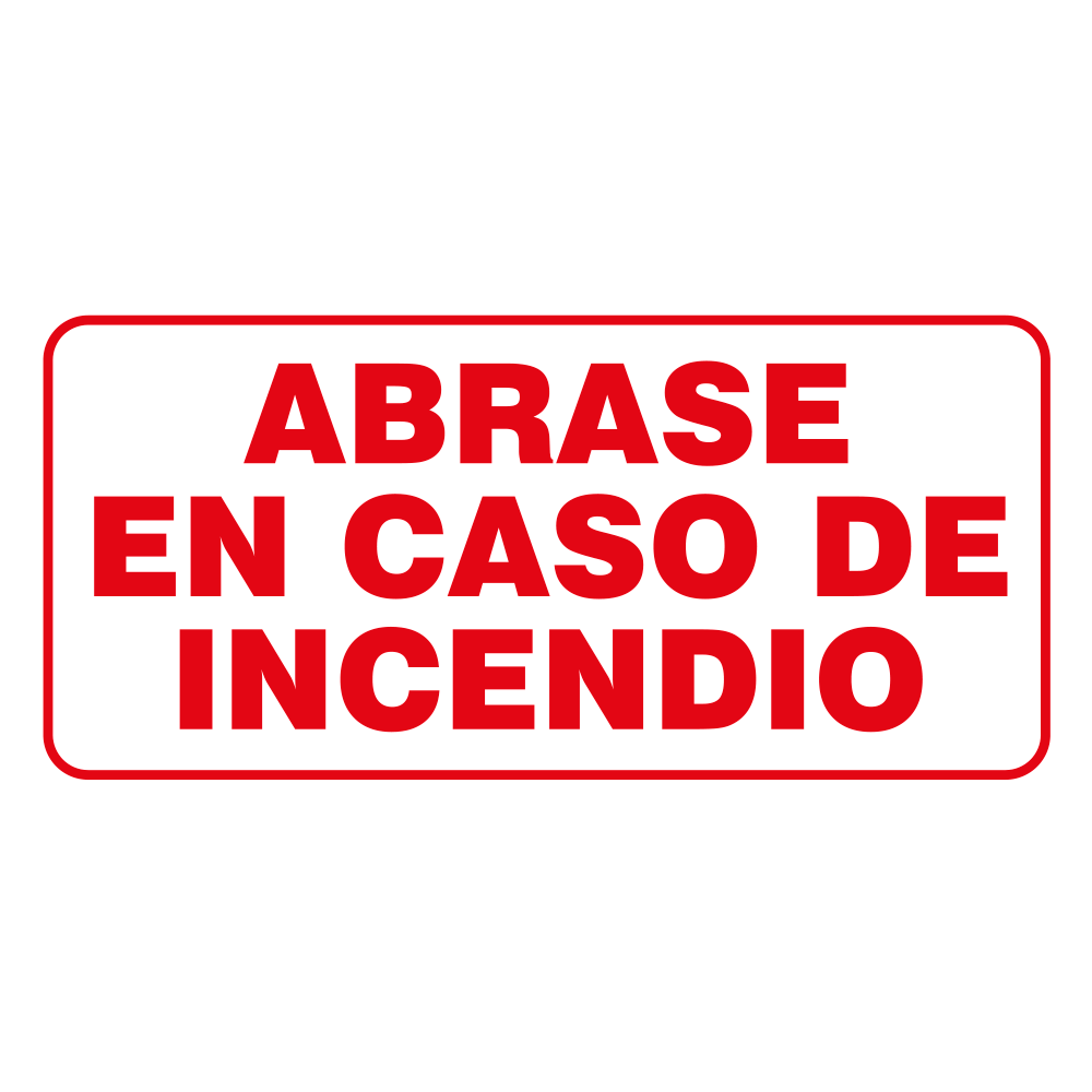 Etiqueta Ábrase en caso de incendio — imagen original del proveedor