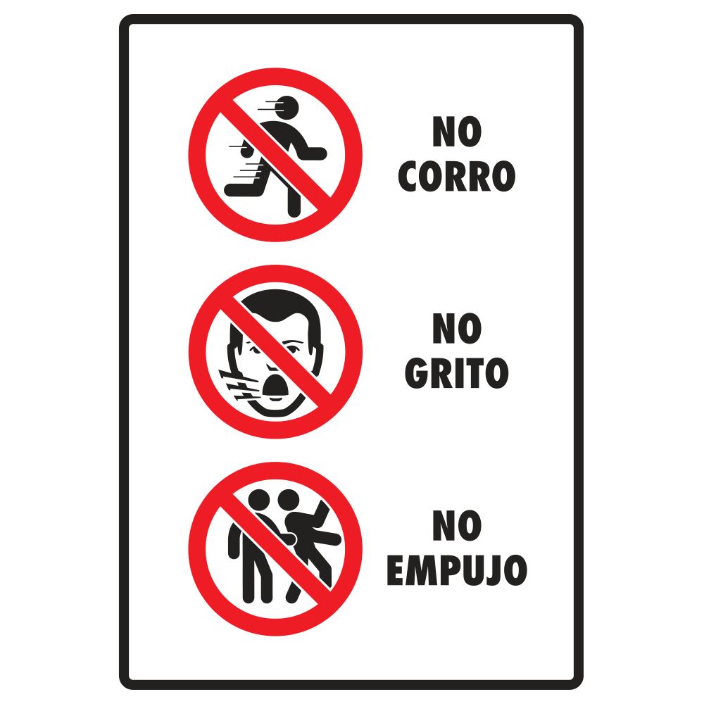 Señal No corro no grito no empujo — imagen original del proveedor