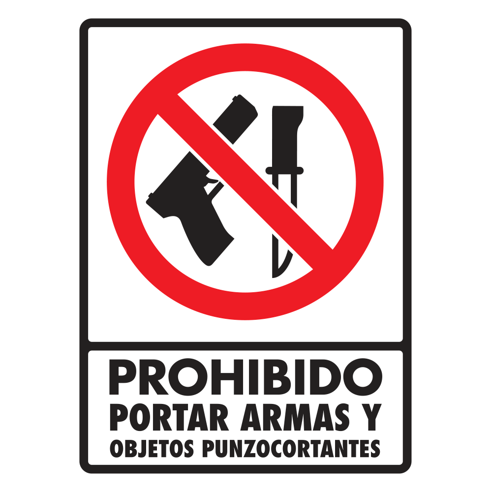 Señal Prohibido portar armas — imagen original del proveedor