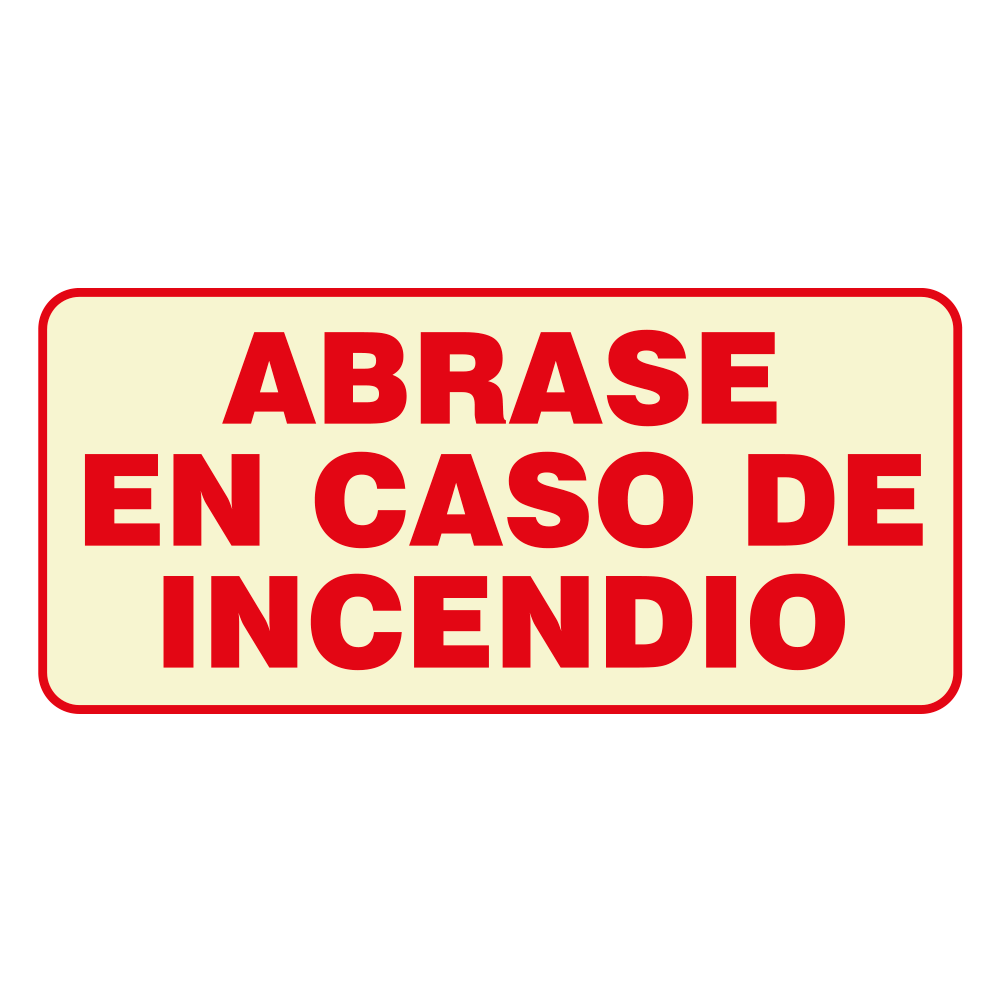Etiqueta Ábrase en caso de incendio — imagen original del proveedor