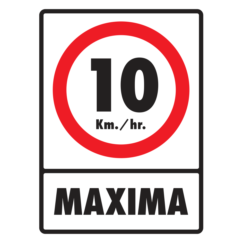 Señal Velocidad máxima 10 km/hr — imagen original del proveedor