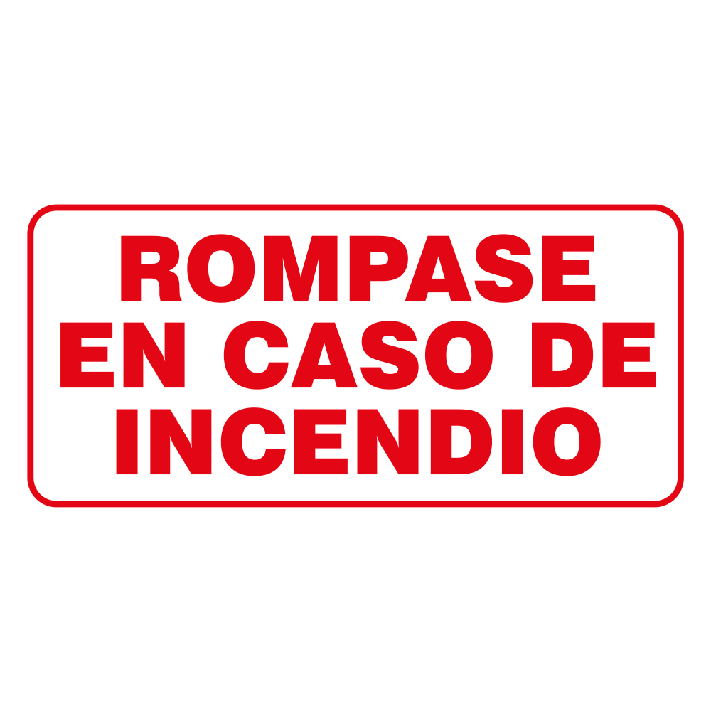 Etiqueta Rómpase en caso de incendio — imagen original del proveedor