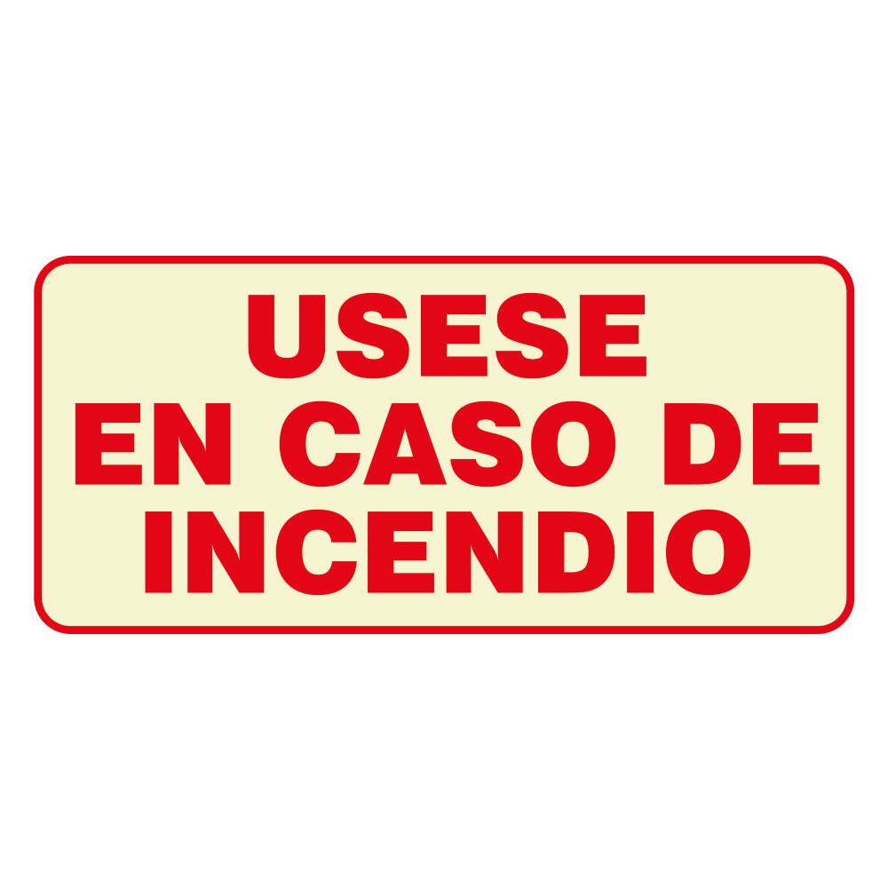 Etiqueta Úsese en caso de incendio — imagen original del proveedor