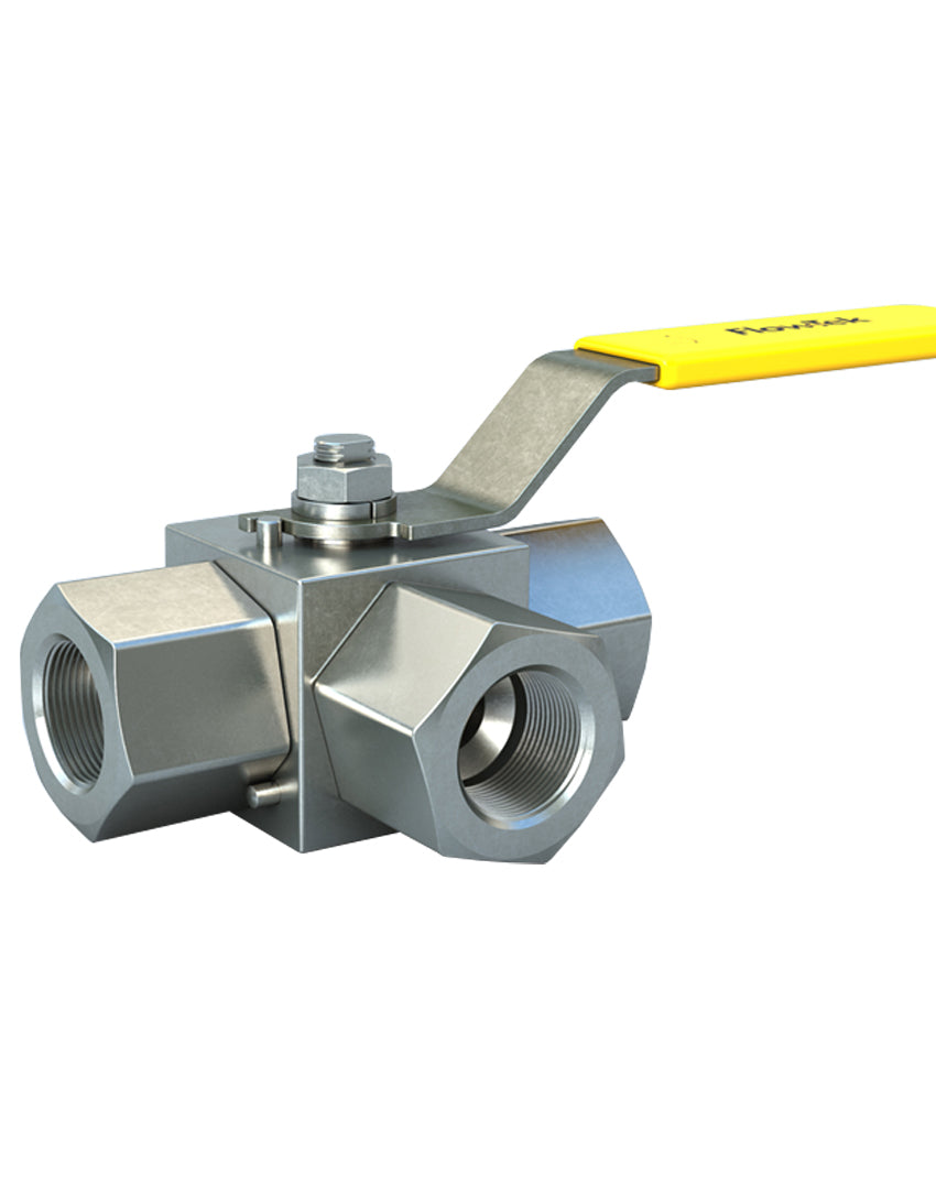 Imagen original del fabricante o proveedor: Válvula de bola de tres vías FLOW-TEK — Modelo 3HP.