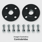 Imagen ilustrativa complementaria de contrabridas ALTAMIRA con la tornillería mostrada por el proveedor, aisladas en estudio. Consultar medidas y contenido del modelo.