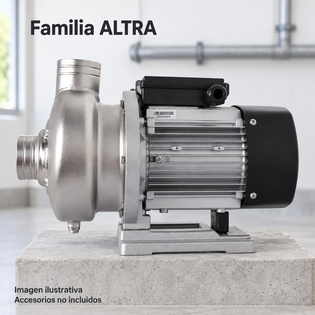 Imagen ilustrativa generada de la familia ALTRA; ejemplo de ubicación en cuarto de equipos, accesorios no incluidos; no es un diagrama de conexión.