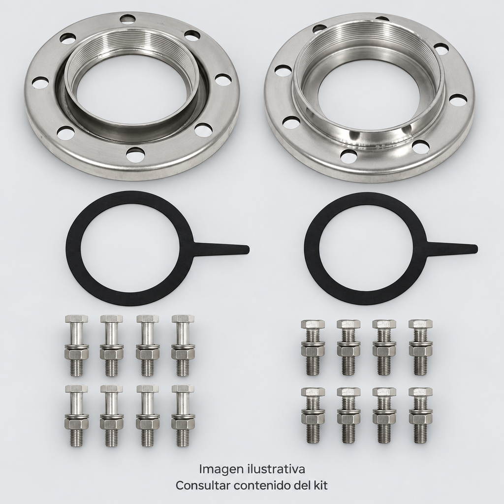 Kit de contrabridas ALTAMIRA FLUXKB-DN6X6. Imagen ilustrativa complementaria en estudio. Consultar contenido del kit en características.