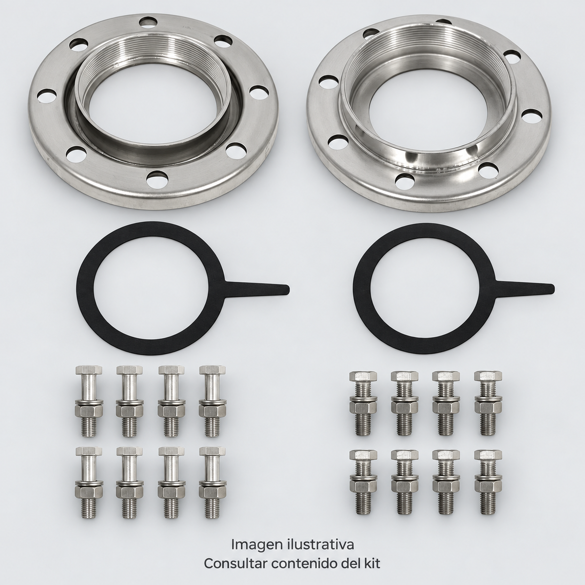 Kit de contrabridas ALTAMIRA FLUXKB-DN6X6. Imagen ilustrativa complementaria en estudio. Consultar contenido del kit en características.