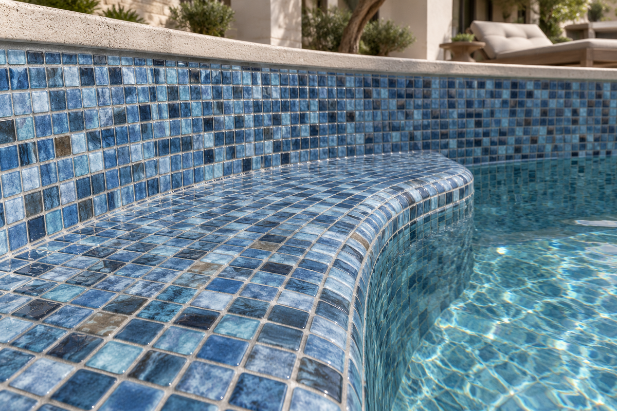 Aplicación ilustrativa — MOSAICO EZARRI GEMMA TANZANITE 25, (CAJA DE 2 M2)