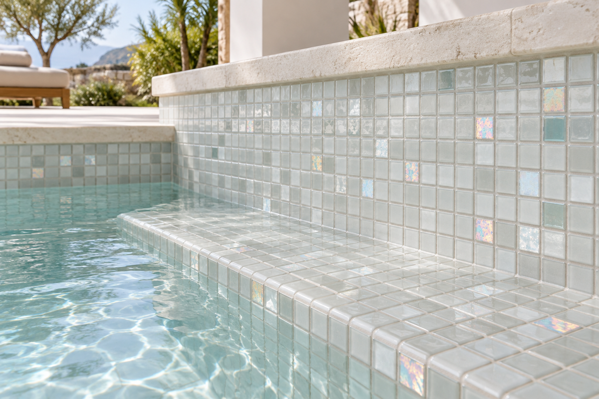 Aplicación ilustrativa — MOSAICO EZARRI IRIS DIAMOND 25, (CAJA DE 2 M2)