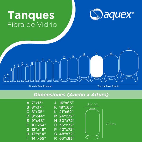 TANQUE AQUEX 42" X 72" AZUL, 6"T,6"B BRIDA, BASE TRIPOD — Fotografía del proveedor