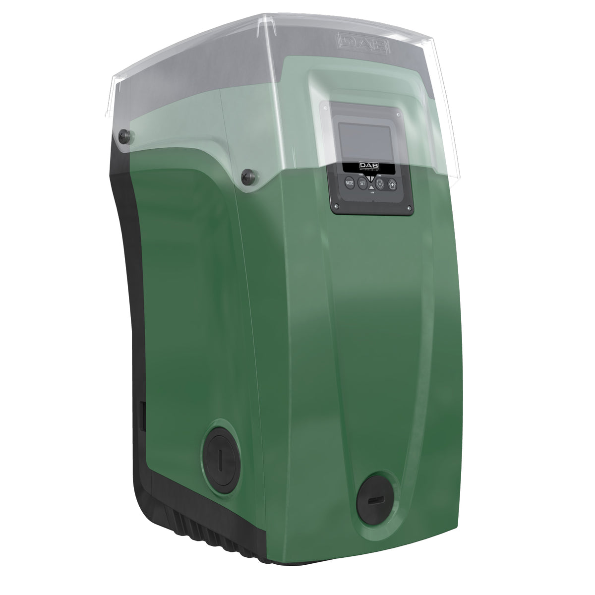 Cubierta E.SYCOVER mostrada sobre E.SYBOX; la bomba se muestra como referencia de montaje