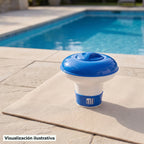 Visualización ilustrativa. El modelo PA-DISPCL-FLOT5 preparado junto al área de mantenimiento de una piscina. El entorno muestra un ejemplo de contexto de uso; los accesorios de fondo se ilustran por separado.