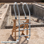 Visualización ilustrativa. El modelo PA-ESC-MIX1-3P preparado junto al área de mantenimiento de una piscina. El entorno muestra un ejemplo de contexto de uso; los accesorios de fondo se ilustran por separado.