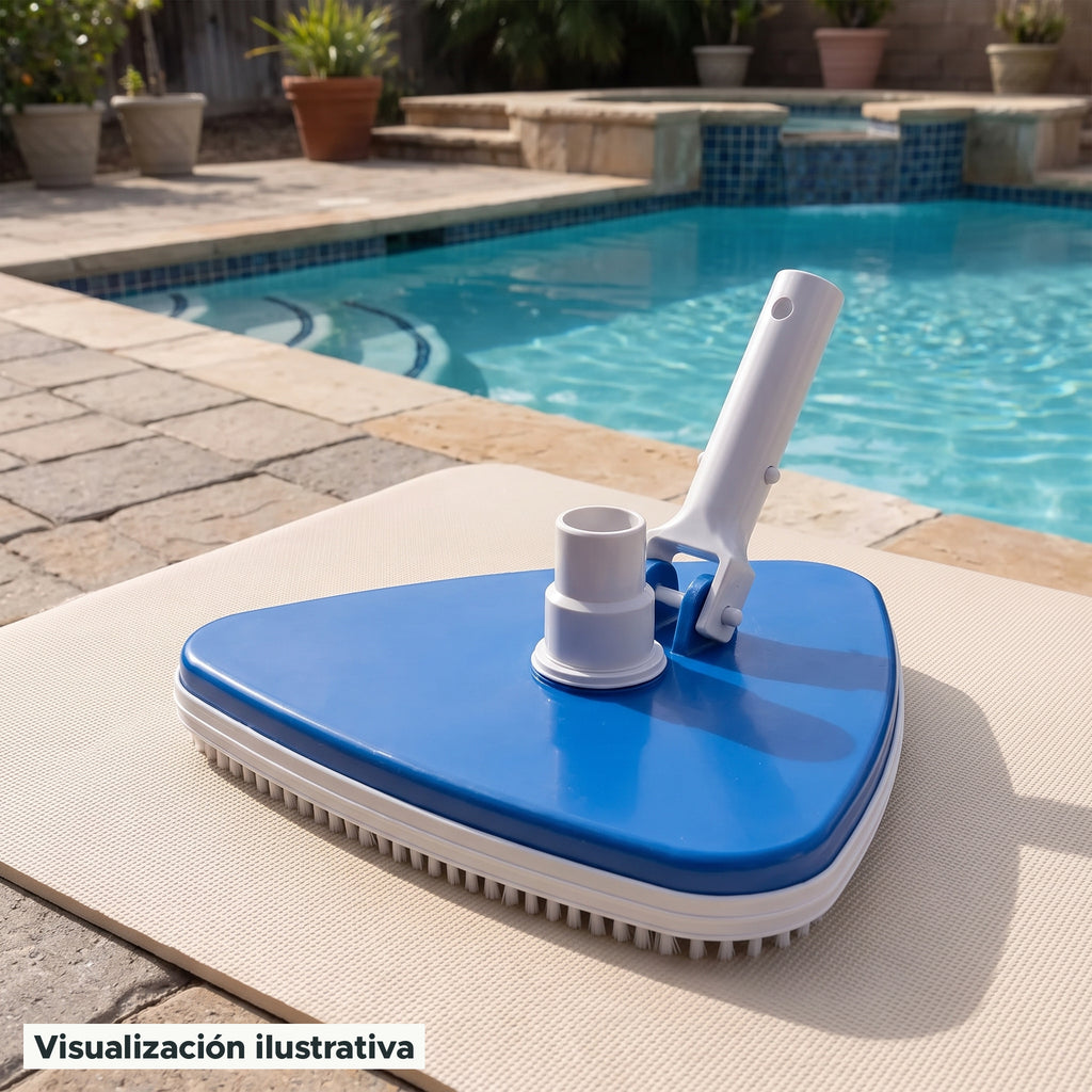 Visualización ilustrativa. El modelo PA-ASPITRI-PL12C preparado junto al área de mantenimiento de una piscina. El entorno muestra un ejemplo de contexto de uso; los accesorios de fondo se ilustran por separado.