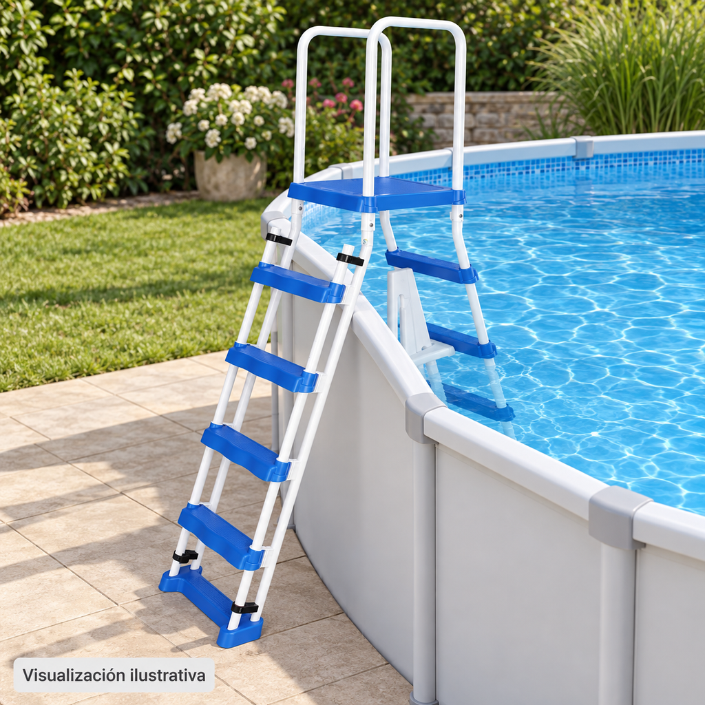 Visualización ilustrativa. Equipo PA-ESC-DAP1-5P integrado en una piscina terminada; ejemplo de instalación sujeto al proyecto y al manual del modelo.