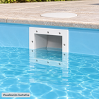 Visualización ilustrativa. Equipo PA-DESN-PBF1.5-S15 integrado en una piscina terminada; ejemplo de instalación sujeto al proyecto y al manual del modelo.