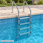 Visualización ilustrativa. Equipo PA-ESC-STD1-4P integrado en una piscina terminada; ejemplo de instalación sujeto al proyecto y al manual del modelo.