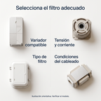 Guía ilustrativa para seleccionar filtros o reactores compatibles con el sistema.
