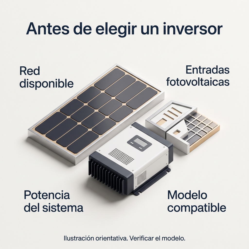 Guía ilustrativa de los aspectos que se revisan al elegir un inversor.