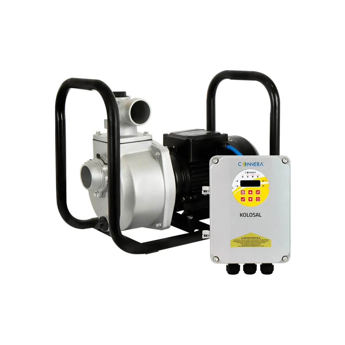Imagen oficial de motobomba solar centrífuga horizontal autocebante CONNERA.