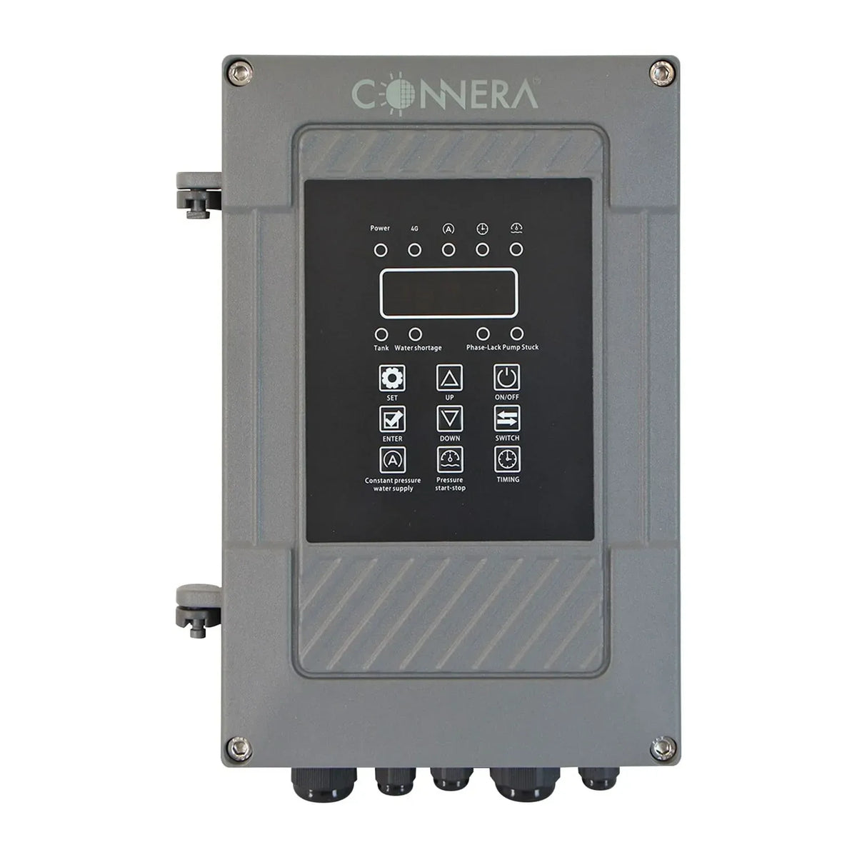 Controlador de bombeo solar CONNERA, vista frontal.