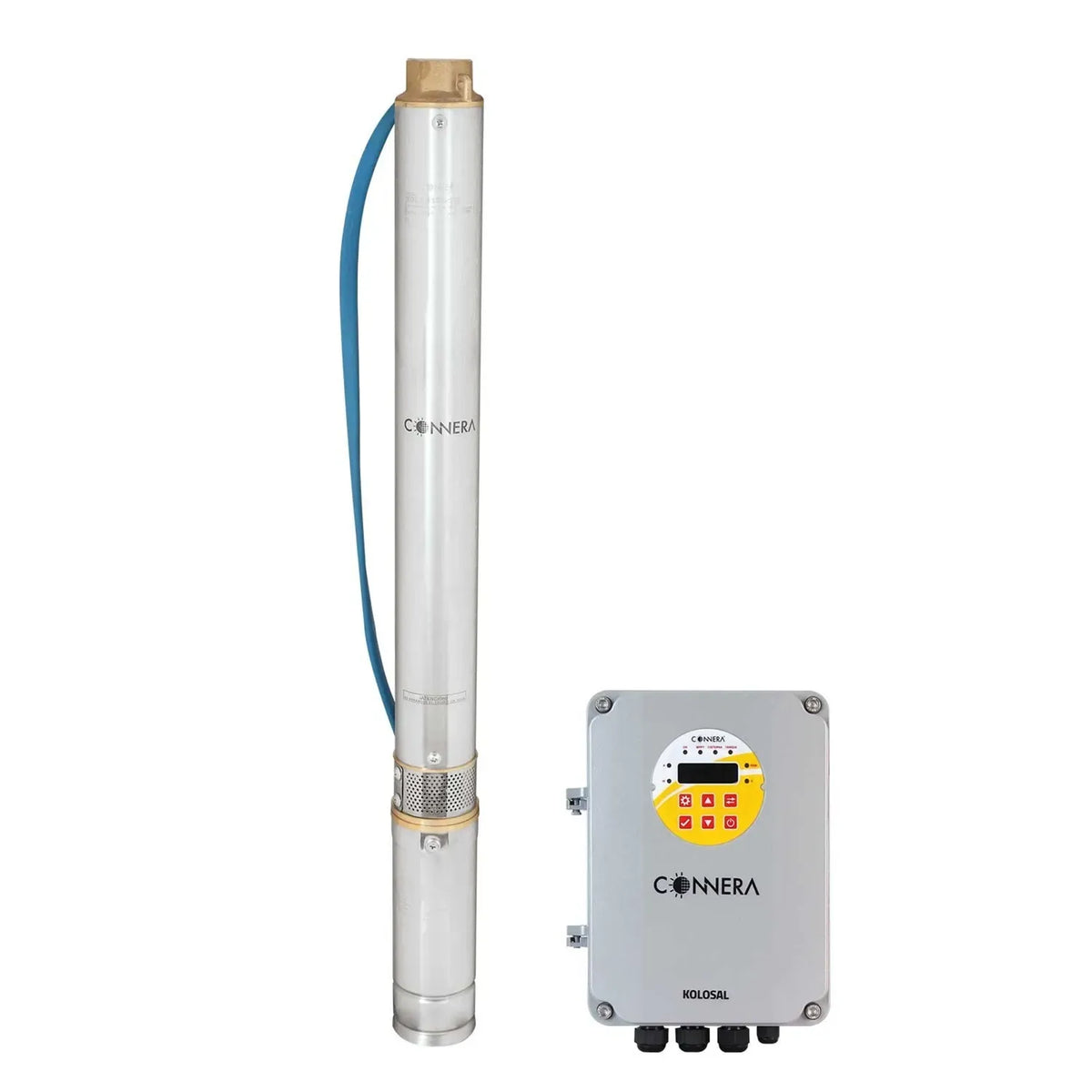 Imagen oficial de motobomba solar sumergible para agua limpia CONNERA.