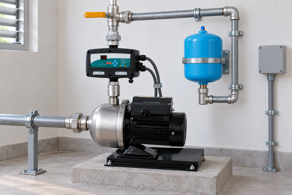 Ejemplo ilustrativo de instalación de la familia Presurizador con variador B-DRIVE DUAL HIDROCONTROL