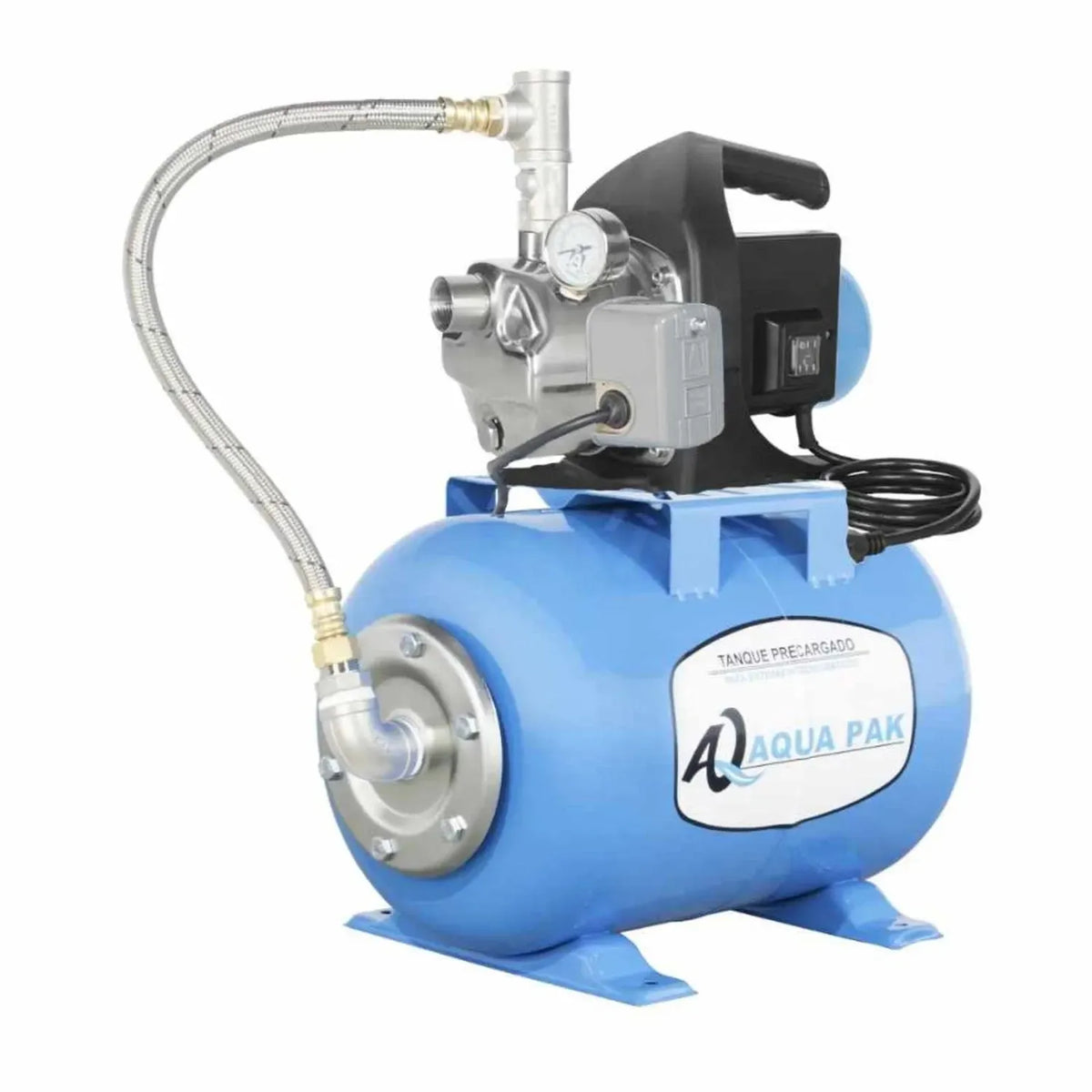 Fotografía de referencia — Presurizador individual de velocidad constante AQUA PAK · Serie Bomba AQUA PAK con tanque AQ horizontal membrana