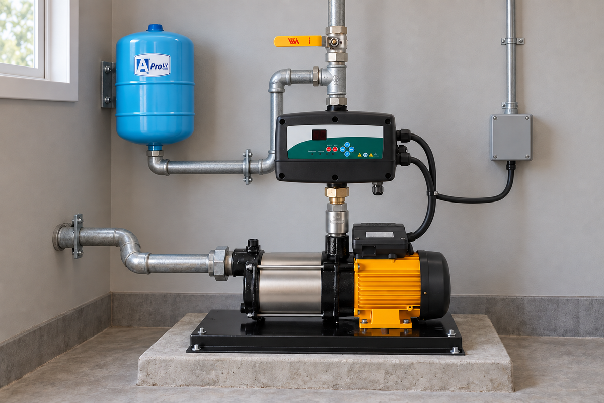 Ejemplo ilustrativo de instalación de la familia Presurizador con variador B-DRIVE DUAL HIDROCONTROL