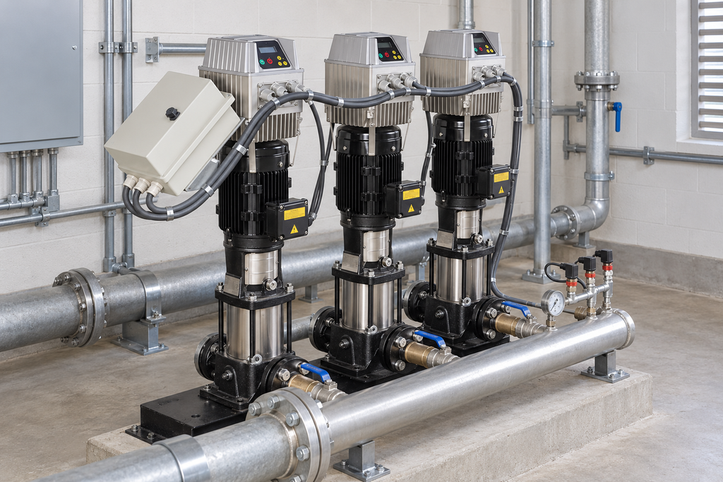 Ejemplo ilustrativo de instalación de la familia Triplex con bombas TX y F-DRIVE HIDROCONTROL