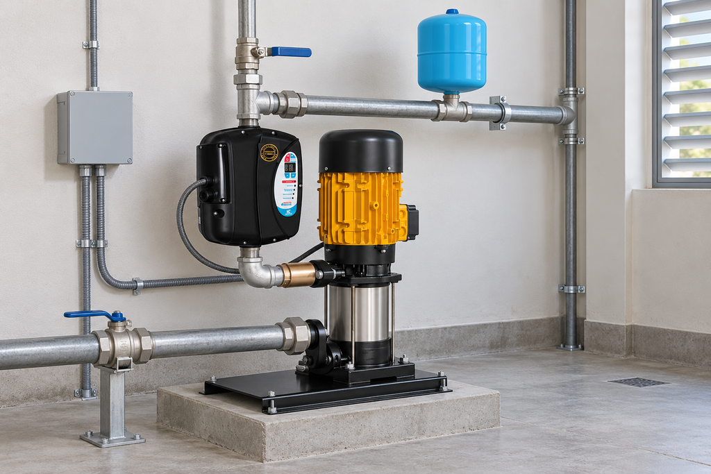 Ejemplo ilustrativo de instalación de la familia Bomba vertical de superficie con WATER DRIVE HIDROCONTROL