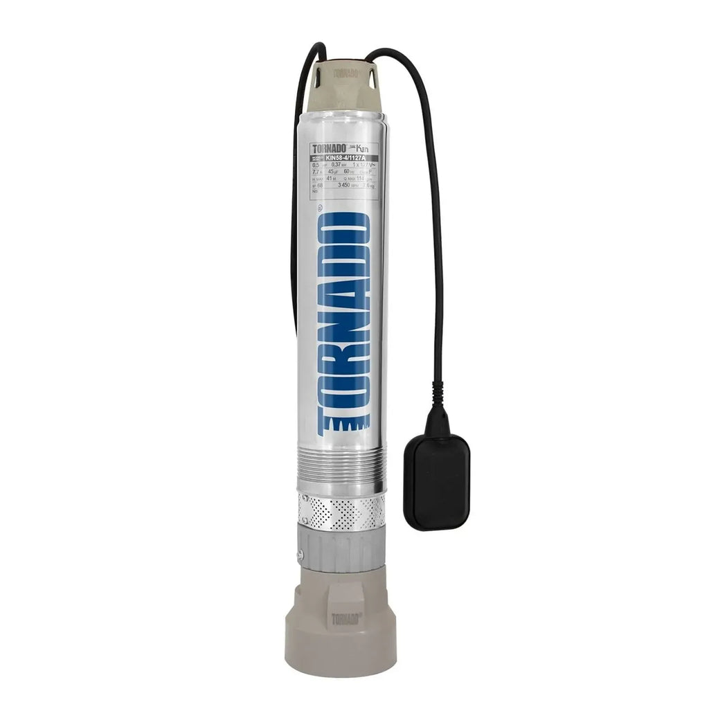 Motobomba sumergible para norias, cisternas y pozos profundos TORNADO — Modelo KIN58-4/1127A
