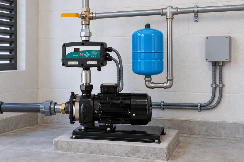 Ejemplo ilustrativo de instalación de la familia Presurizadores B-DRIVE HIDROCONTROL