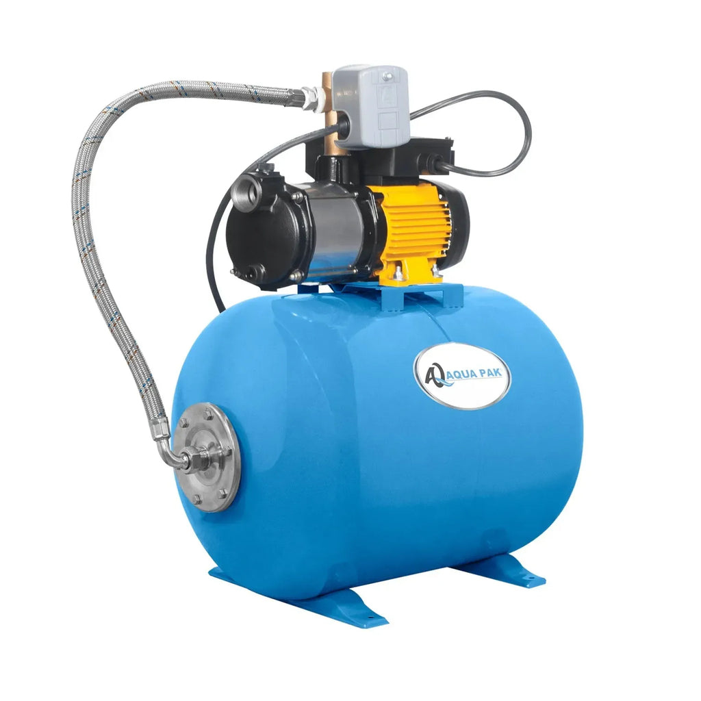 Fotografía de referencia — Presurizador individual de velocidad constante AQUA PAK · Serie Bomba AQUA PAK con tanque AQ horizontal membrana